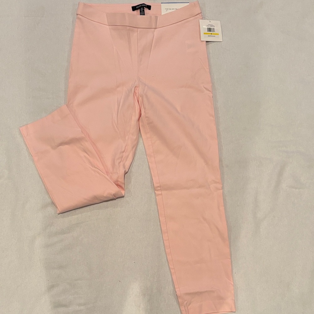 Ellen Tracy Slim Fit Ankle Pants, Womens M, Powder Pink